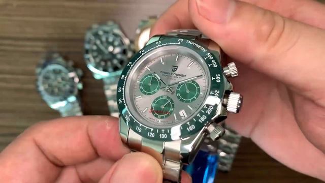 Pagani Design Mens Quartz Watches Summer Green Ceramic Bezel Seiko VK63 Daytona Homage Watches смотреть онлайн