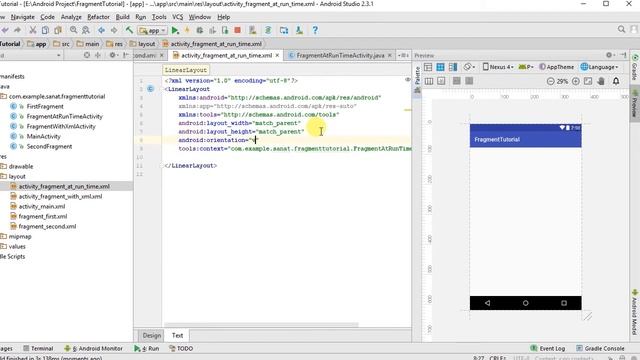How to add Fragment through XML and at run time(dynamically) in android studio смотреть онлайн
