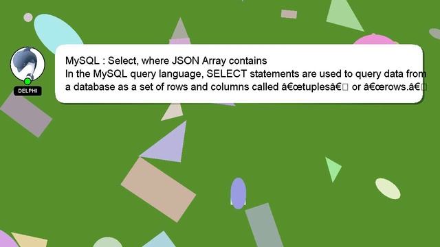 MySQL : Select, where JSON Array contains смотреть онлайн