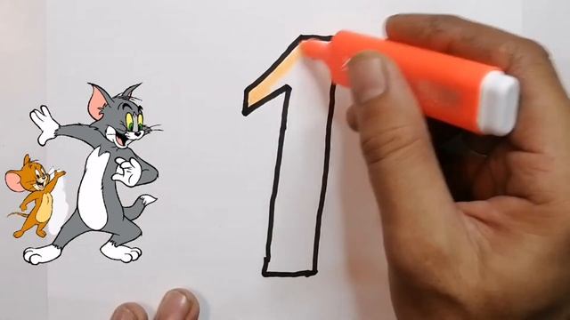 Drawing and coloring number 1 one for kids | Рисование и раскраска номер один для детей, tobiart смотреть онлайн