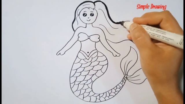 How to Draw a Mermaid. Drawing and Coloring for kids. Simple Drawing 48 смотреть онлайн
