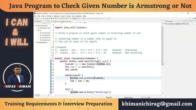 31 | Java Program To Check Given Number is Armstrong or Not | Java While Loop смотреть онлайн