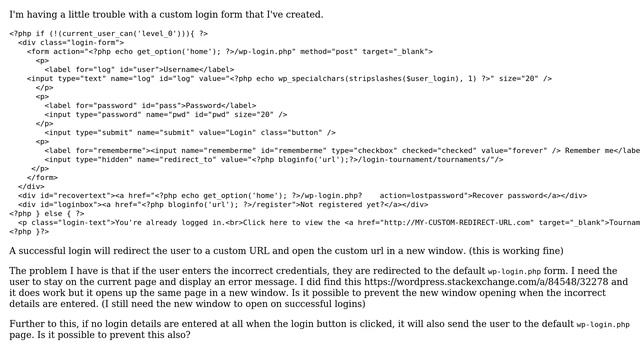 Wordpress: Prevent redirect on custom wordpress login form смотреть онлайн