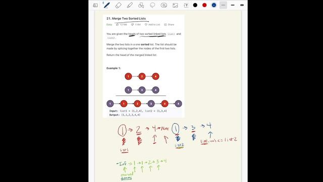 Merge Two Sorted Lists Leetcode 21 смотреть онлайн