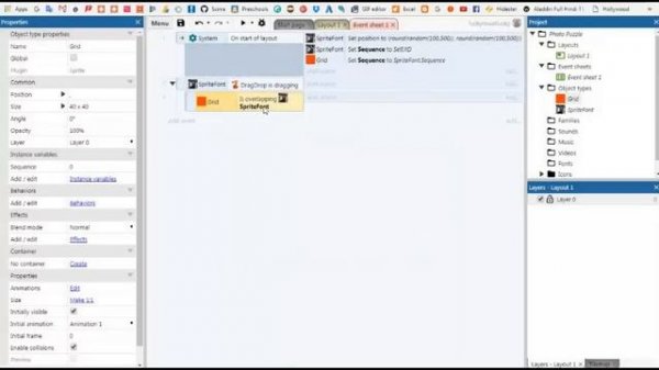 Photo Puzzle Game in 2 events Construct 3 Tutorial