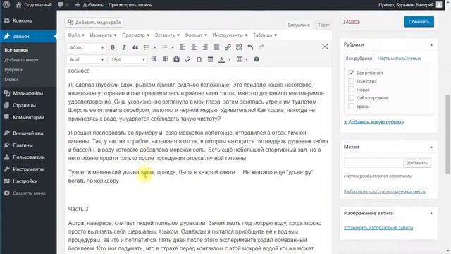 Размещение текста в редакторе wordpress смотреть онлайн