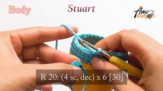 #156 | Amigurumi Minion (3/4) | Despicable Me | Bob – Kavin – Stuart | Easy Tutorial | @AmiSaigon