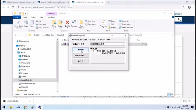 INSTALL DRIVER CH340