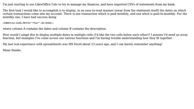 LibreOffice Calc - Multiple INDEX-MATCH and copy to other cells смотреть онлайн