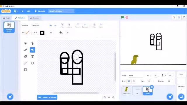 How to make Google Dino Run on Scratch. смотреть онлайн