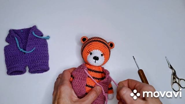Мастер класс 3 часть. Комбинезон и шапка крючком. Тигр Амигуруми. смотреть онлайн
