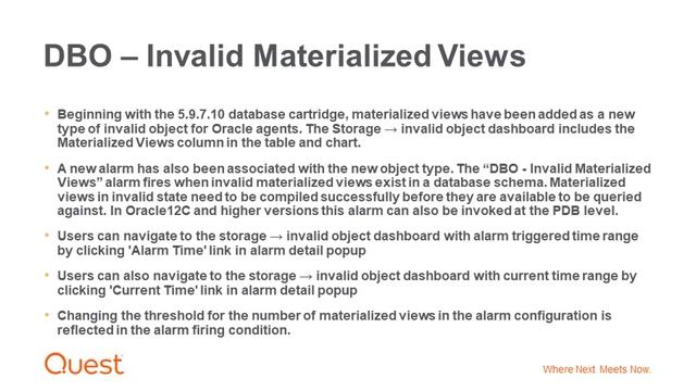 Invalid Materalized View alarm for Foglight Oracle cartridges смотреть онлайн