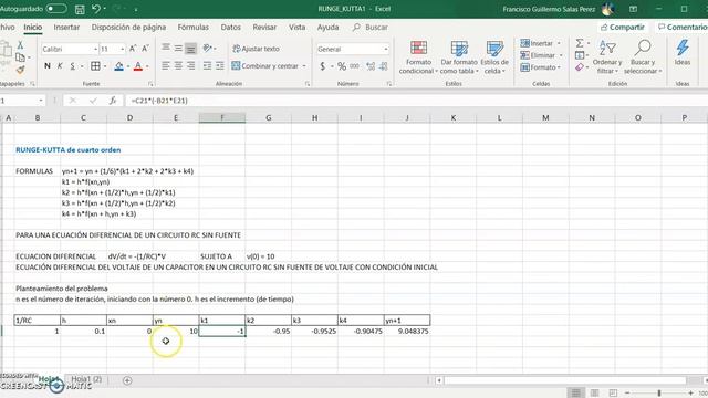 MÉTODO DE RUNGE-KUTTA DE 4° ORDEN EN EXCEL смотреть онлайн