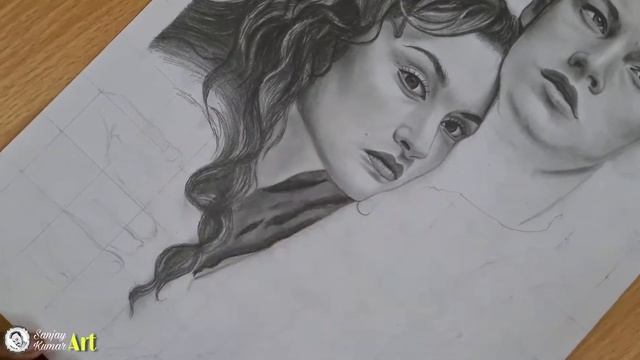 Titanic couple | Jack and Rose | pencil sketch | step by step | Time lapse смотреть онлайн
