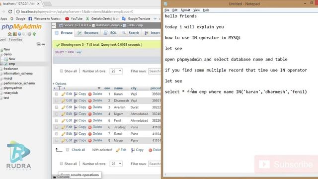 IN Operator in MYSQL #13 смотреть онлайн