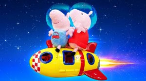 Свинка Пеппа и Джордж летят на луну - Смешные видео про игрушки Свинка Пеппа на русском языке
