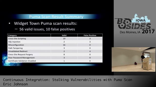 BSidesIA 2017 Track1: Continuous Integration: Stalking Vulns with Puma Scan – Eric Johnson смотреть онлайн