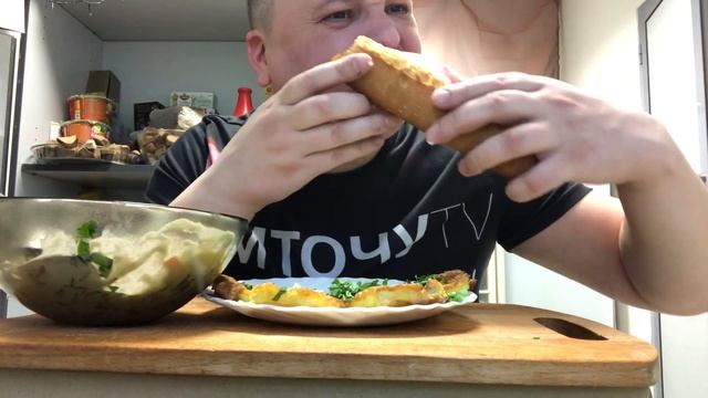 КАБАЧОК ЖАРЕНЫЙ С ЧЕСНОКОМ/ШАУРМАБУТЕР МОЙ РЕЦЕПТ МУКБАНГ MUKBANG