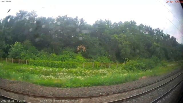 Железная дорога Крымская - Разъезд 9 км - Полтавская (вид из окна поезда, западная сторона) (СКЖД) смотреть онлайн