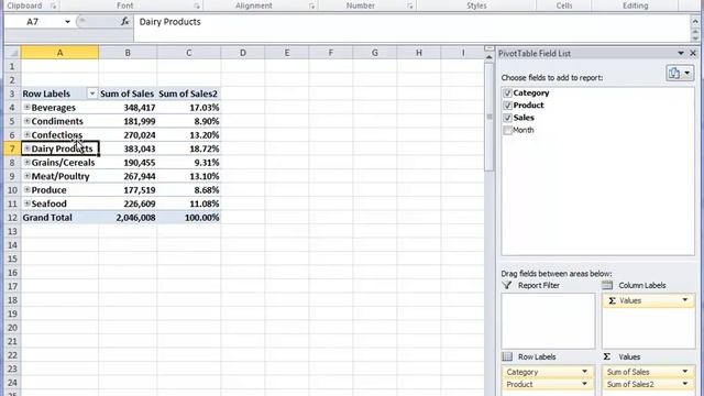 Excel PivotTable add Percentage of Total column смотреть онлайн