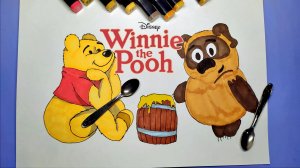 Рисунок-раскраска cравнение Двух Винни Пухов. Медведи