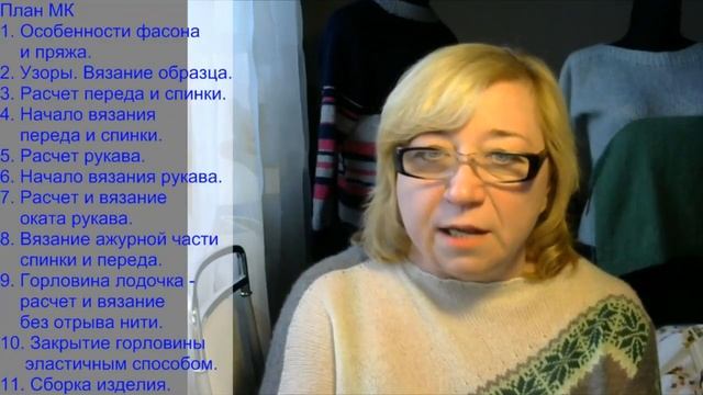 2 часть. Мастер-класс вязания спицами свитера из кид-мохера с воротом лодочка и спущенным рукавом смотреть онлайн