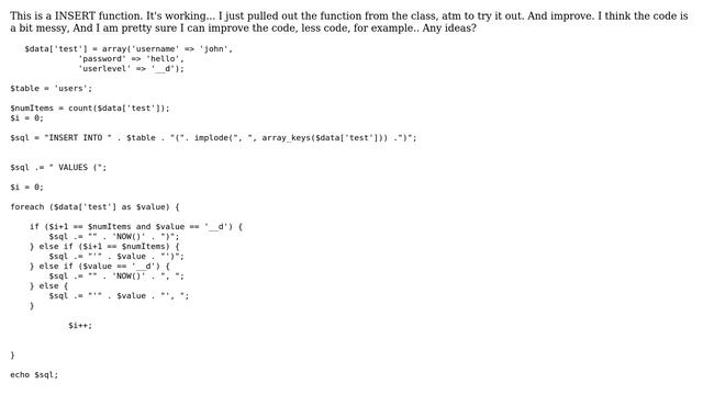 Code Review: Php INSERT class function (2 Solutions!!) смотреть онлайн
