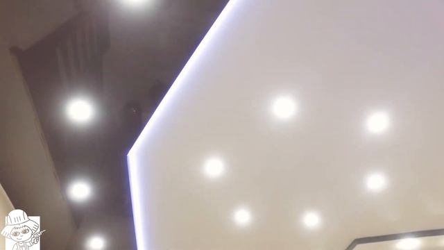 Двухуровневые натяжные потолки с подсветкой и криволинейная спайка смотреть онлайн