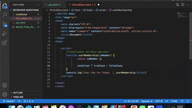 What is Conditional (ternary) operator in ES6 ? javascript tutorial for beginners in Telugu смотреть онлайн