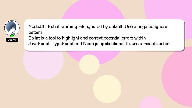 NodeJS : Eslint: warning File ignored by default. Use a negated ignore pattern смотреть онлайн
