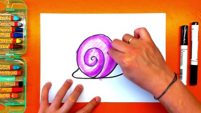 Урок рисования для детей - Рисуем УЛИТКУ масляной пастелью. смотреть онлайн