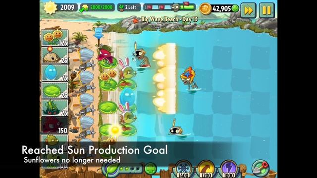 Plants vs Zombies 2 | Big Wave Beach Day 13 | Walkthrough смотреть онлайн