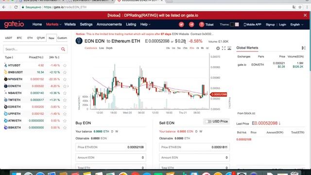 EON листинг на GATE.IO смотреть онлайн