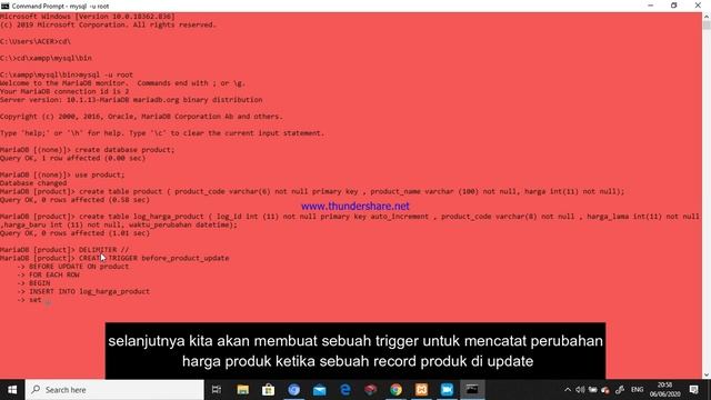 Membuat Trigger dalam Database MySQL dengan menggunakan CMD смотреть онлайн