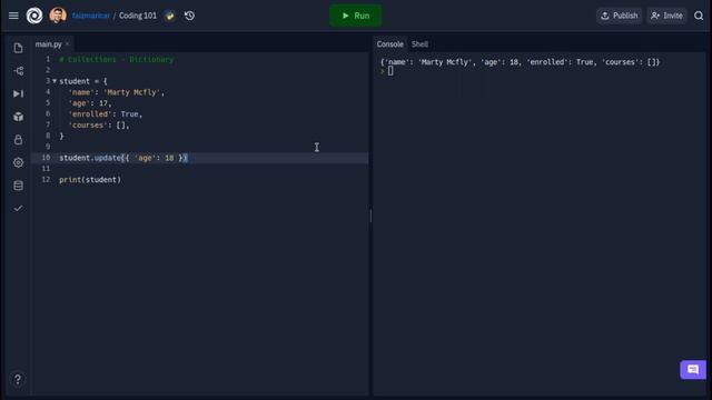 Coding 101 with python: Collections - dictionary смотреть онлайн