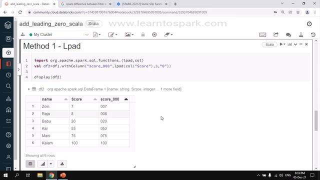 Spark Add Leading Zero to Column in Spark DataFrame | Using Spark Scala смотреть онлайн