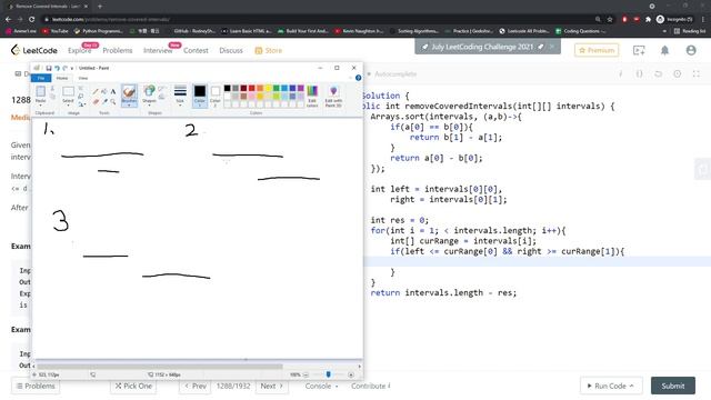 LeetCode 1288 | Remove Covered Intervals | Sort, Interval cases | Java смотреть онлайн