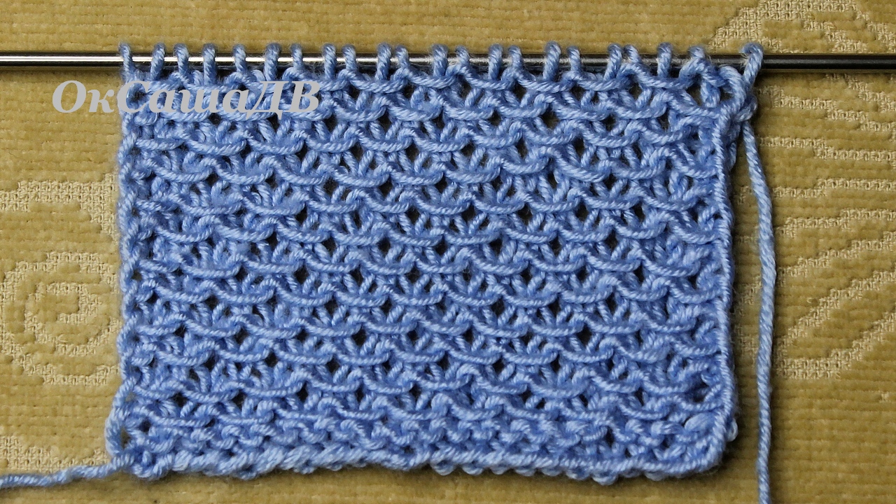 Узор спицами "Чешуйки", "Кольчуга", 5 способов вязания. ОкСашаДВ, вяжем с Оксаной Валерьевной. смотреть онлайн