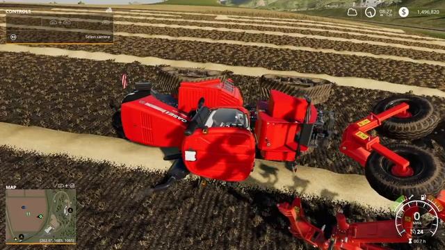 Farming Simulator 19 - How flip back a vehicle that ended up on its side смотреть онлайн