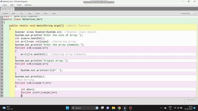 Selection Sort in Java | 15 Marks Question | ICSE | Java Lessons смотреть онлайн