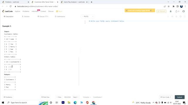 183. Customers Who Never Order| Leetcode SQL Easy смотреть онлайн
