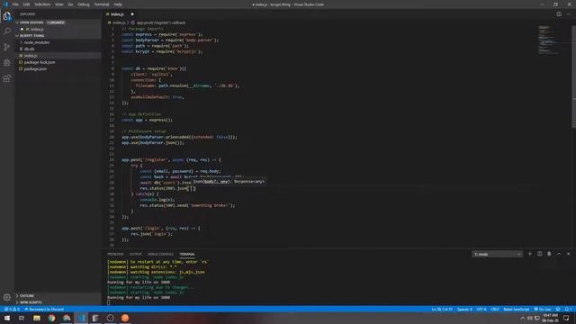Express (NodeJS) - Hashing and storing passwords with Bcrypt and SQL смотреть онлайн