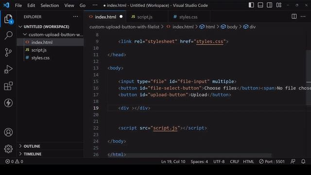 Custom File Input Button with File List | JavaScript Tutorial смотреть онлайн