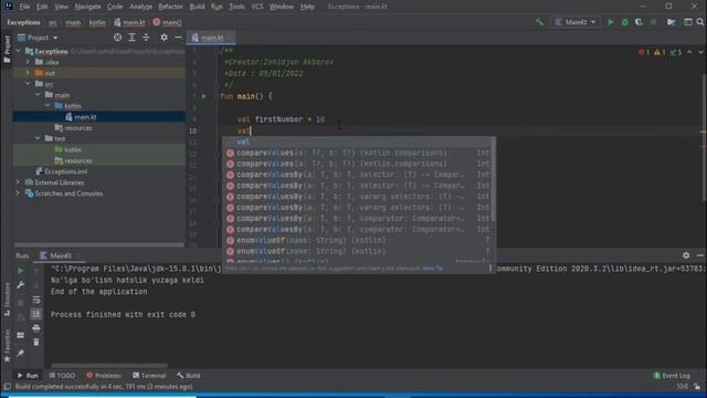 Kotlin dasturlash tili | 24 - dars, Xatoliklar - Exceptions смотреть онлайн