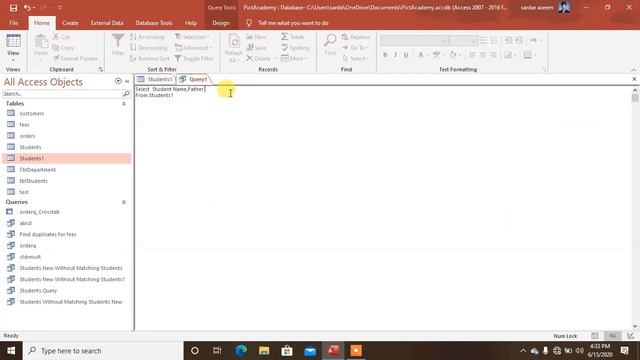 MS Access 2019 Select SQL Query смотреть онлайн