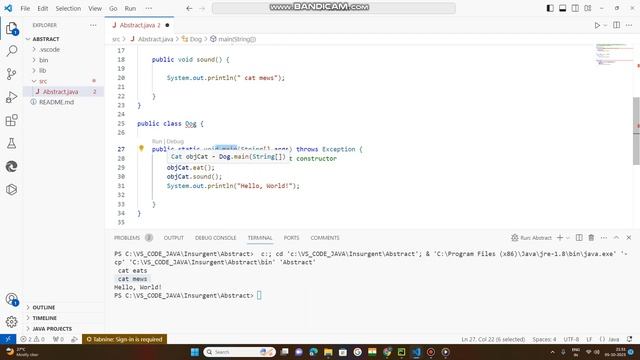 PART 2 :: ABSTRACTION IN JAVA BY ABSTRACT CLASS AND EXTENDS KEYWORD смотреть онлайн