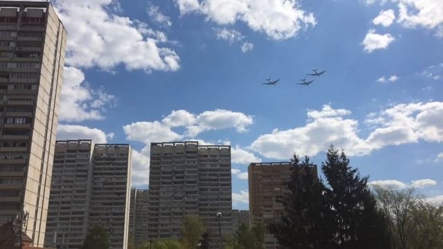 Пролёт самолётов ВКС России над Зеленоградом 07.05.2016 смотреть онлайн