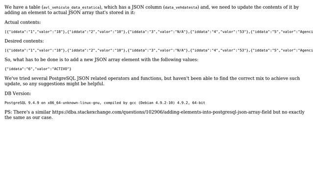 Databases: Adding array element to JSON column in PostgreSQL смотреть онлайн