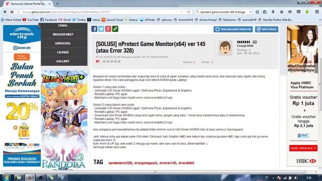 [Solusi] nPortect Game Monitor x64 rev 145 Error (328 Game Guard) Lost Saga смотреть онлайн