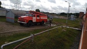 Забор воды при помощи 2 х гидроэлеваторов от пожарного поезда.